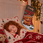 Personalized Christmas Highland Cow Stocking with Name Home Decoration Christmas Gift for Kid Highland Cow Lover 5