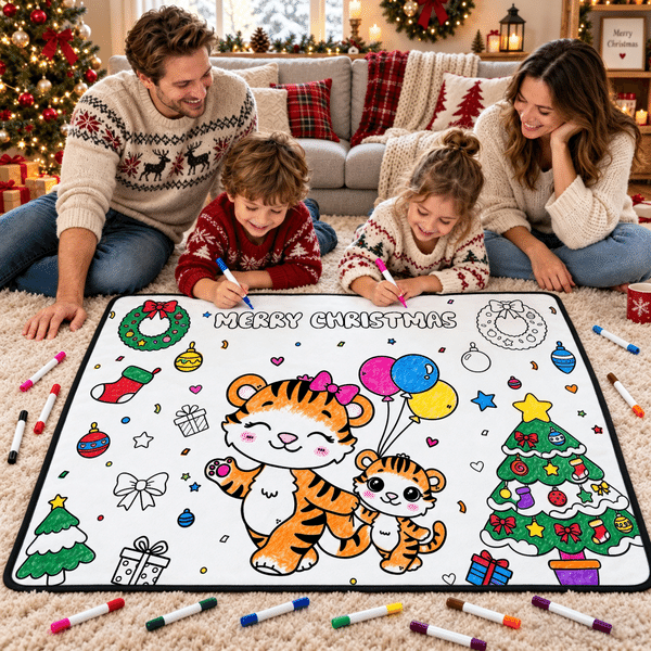 Personalised Forest Animal Coloring Blanket with Text Home Decor Birthday Gift for Kid Family Painting Lover