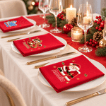 Personalized 3D-Effect Artwork Santa Claus Snowman 100% Cotton Reusable Table Napkin with Name Table Decor Christmas Gift for Family 3