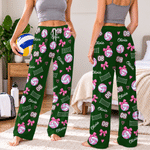 Personalized Pink Volleyball Bow Soft Pajama Pants with Name and Number Christmas Birthday Gift for Volleyball Players Women Kids 3