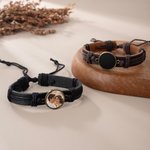 Braccialetto intrecciato in pelle PU personalizzato, con foto nascosta attivabile a calore, regolabile, regalo di compleanno o commemorativo per uomo e donna 1
