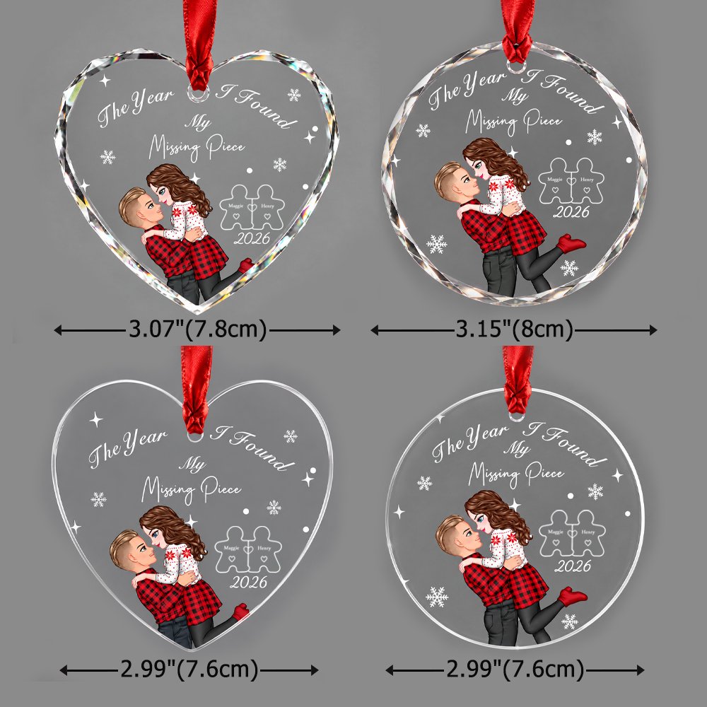 Adorno navideño de cristal acrílico con motivo de copo de nieve y personaje de dibujos animados, personalizado con nombre y año: regalo de Navidad para una pareja de recién casados o para la familia 7
