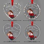 Adorno navideño de cristal acrílico con motivo de copo de nieve y personaje de dibujos animados, personalizado con nombre y año: regalo de Navidad para una pareja de recién casados o para la familia 7