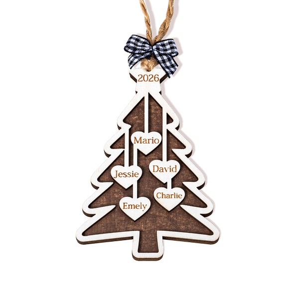 Personalised Christmas Tree Ornament Wooden Family Hanging Decoration with Name Christmas Gift for Family
