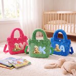 Personalised 3D-Effect Art Multicolour Cute Bear Large Capacity Corduroy Bag with Initial Daily Use Christmas Birthday Gift for Kids Toddlers 2