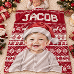 Personalized Christmas Theme Cartoon Character Photo Soft Throw Blanket with Name Home Decor Christmas Gift for Kid 4