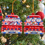 Personalized America 250th Anniversary Red Pickup Truck Acrylic Christmas Ornament with 2-16 Names and Family Name Christmas Holiday Gift for Family