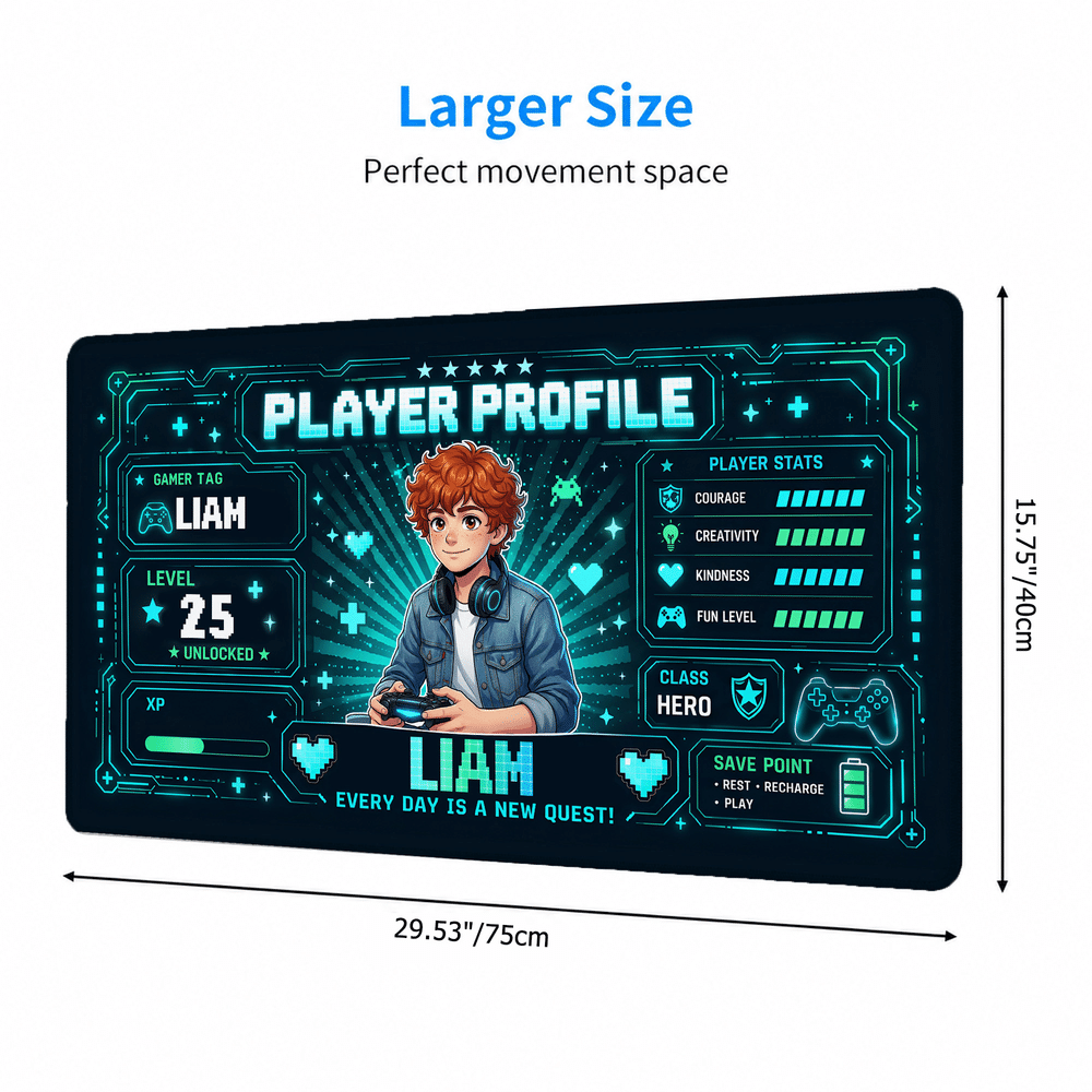 Personalised Cartoon Game Character Photo Non-Slip Mouse Pad Desk Mat with Name and Age Daily Use Birthday Graduation Gift for Kids Teenagers Gamers 9