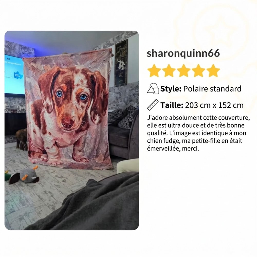 Couverture douce personnalisée avec photo et nom - Effet peinture à l'huile - Cadeau d'anniversaire pour amoureux des animaux 15