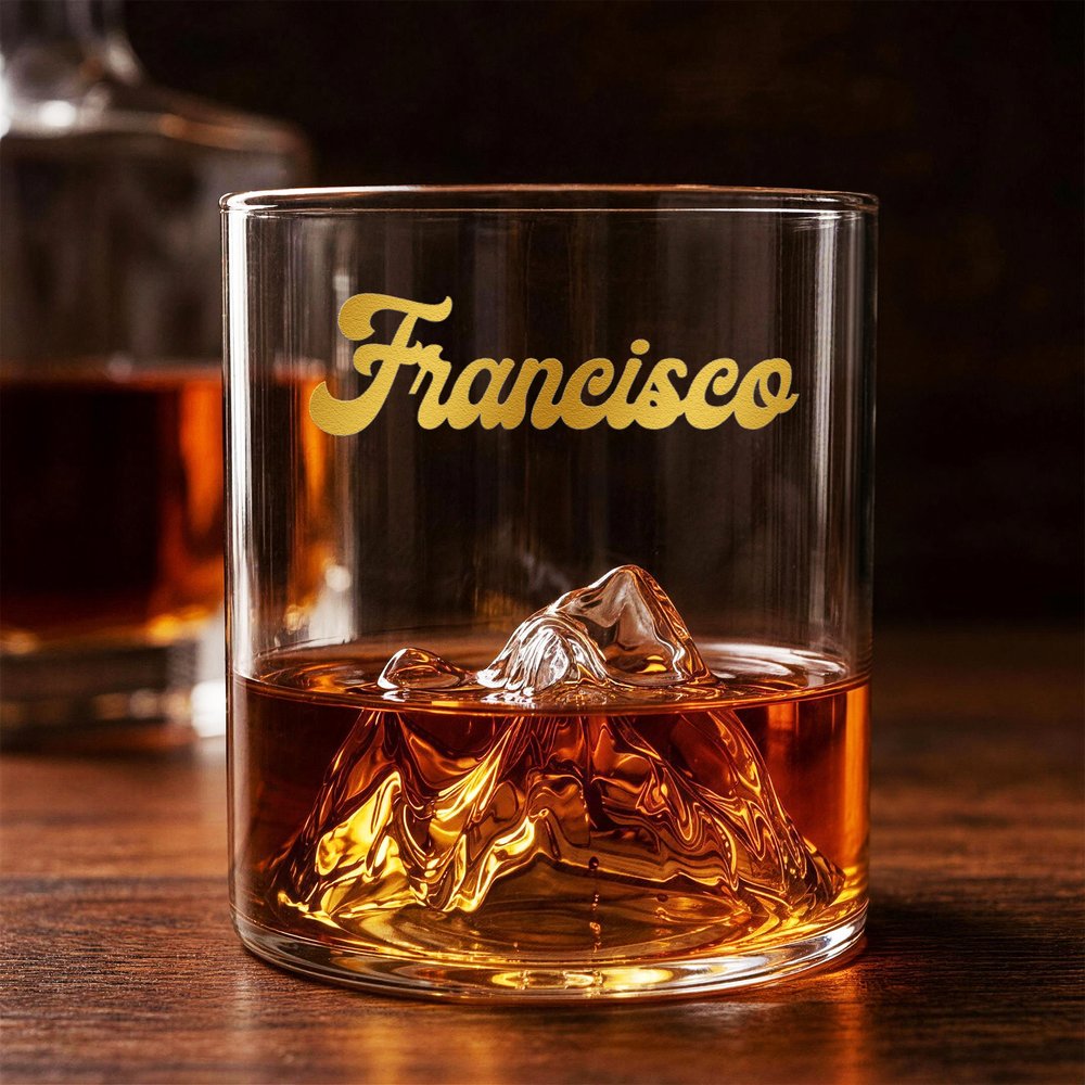 Personalized Snowy Mountain Design Whisky Glass Gift Box Set with Name and Text Birthday Anniversary Christmas Gift for Men 3