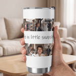 Personalized Photo Collage 20 oz Food Grade Insulated Tumbler with Text and Straw Anniversary Birthday Gift for Wife Husband