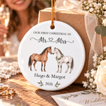 Personalised Our First Christmas Couple Horse Ceramic Ornament with Text and Year Christmas Tree Decor Wedding Christmas Gift for Newlyweds 6
