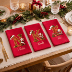 Personalised Santa Claus Santa Hat Initial Christmas Red Napkin with Name Table Decor Christmas Gift for Family Friends 3