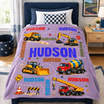 Personalised Dinosaur Lorry Excavator Race Car Soft Throw Blanket with Name Home Decor Birthday Christmas Gift for Boys Dinosaur Lovers 3