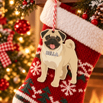 Décoration de Noël en bois personnalisée avec photo de chien en dessin animé et prénom, à suspendre – Cadeau de Noël pour les propriétaires de chiens et les amoureux des animaux 7