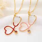 Collier en argent sterling avec stéthoscope en forme de cœur multicolore et pierre de naissance personnalisée – Bijou raffiné, cadeau de remerciement pour les infirmières et les médecins à l'occasion de la remise des diplômes 3
