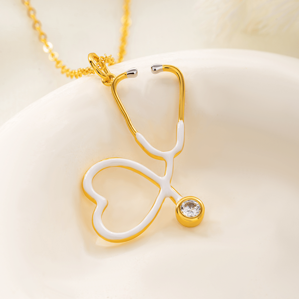 Collier en argent sterling avec stéthoscope en forme de cœur multicolore et pierre de naissance personnalisée – Bijou raffiné, cadeau de remerciement pour les infirmières et les médecins à l'occasion de la remise des diplômes 4