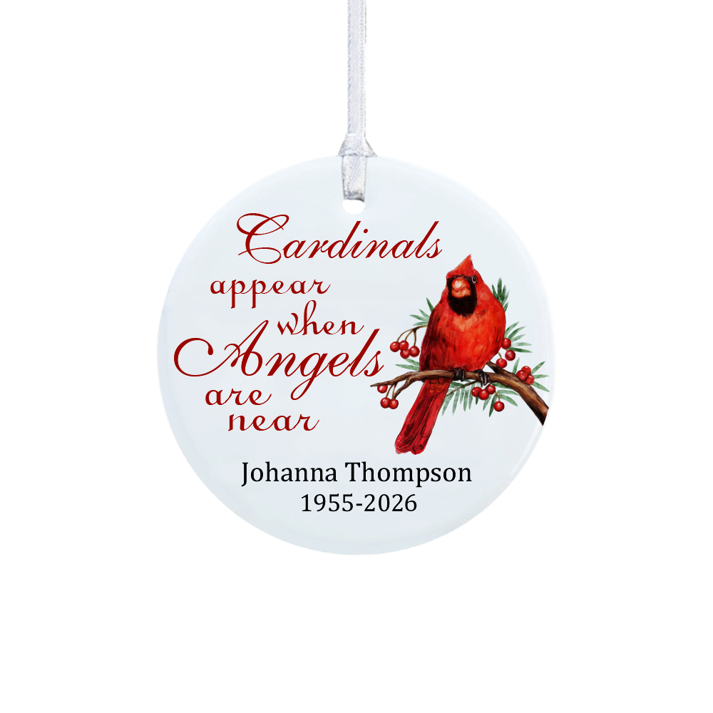 Personalisierte Keramik Ornament Kardinal erscheint, wenn Engel in der Nähe sind Home Dekoration Weihnachten Erinnerung Geschenk für Familie