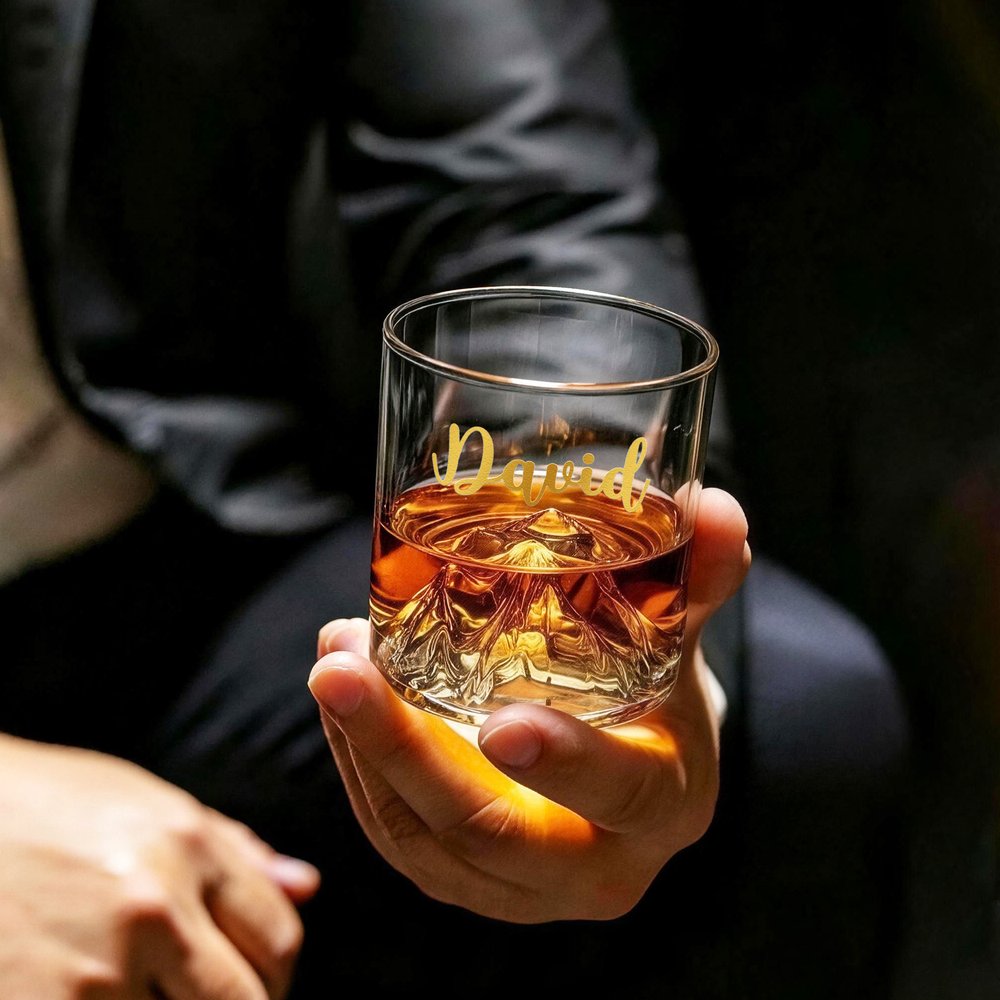 Personalized Snowy Mountain Design Whisky Glass Gift Box Set with Name and Text Birthday Anniversary Christmas Gift for Men 6
