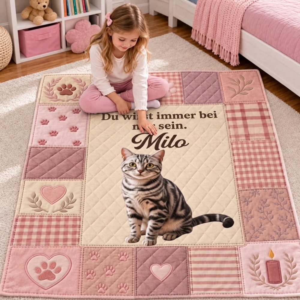 Personalisierte Kuscheldecke im Patchwork-Design | mit Haustierfoto und Namen | Weiche Sofadecke | Geburtstag Trauergeschenk für Tierbesitzer 5