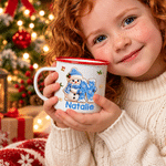 Personalised 3D-Effect Artwork Cartoon Christmas Santa Snowman Elf 12 oz Enamel Mug with Name and Initial Daily Use Christmas Party Gift for Kids 5