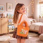 Personalised 3D-Effect Art Multicolour Cute Bear Large Capacity Corduroy Bag with Initial Daily Use Christmas Birthday Gift for Kids Toddlers 4