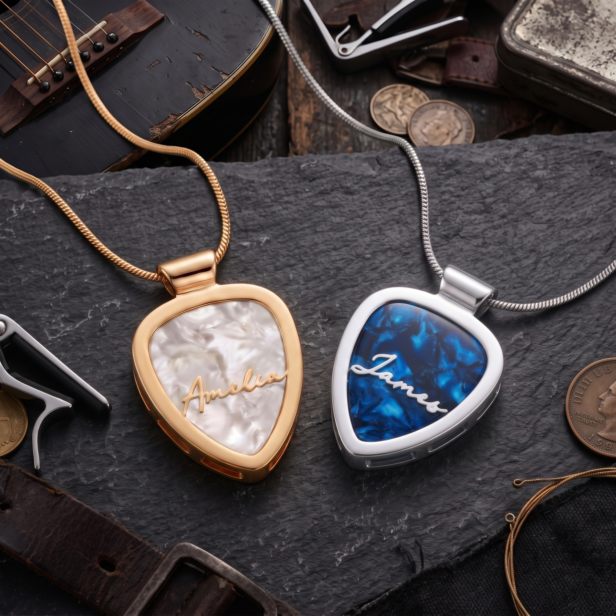 Callie Individuell gestaltete Halskette mit abnehmbarem Plektrumhalter unisex