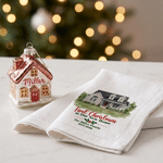 Personalized Watercolor Style House Photo Linen Napkin with Text and Year Table Decor Christmas Housewarming Gift for Family 4