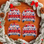 Personalized America 250th Anniversary Red Pickup Truck Acrylic Christmas Ornament with 2-16 Names and Family Name Christmas Holiday Gift for Family