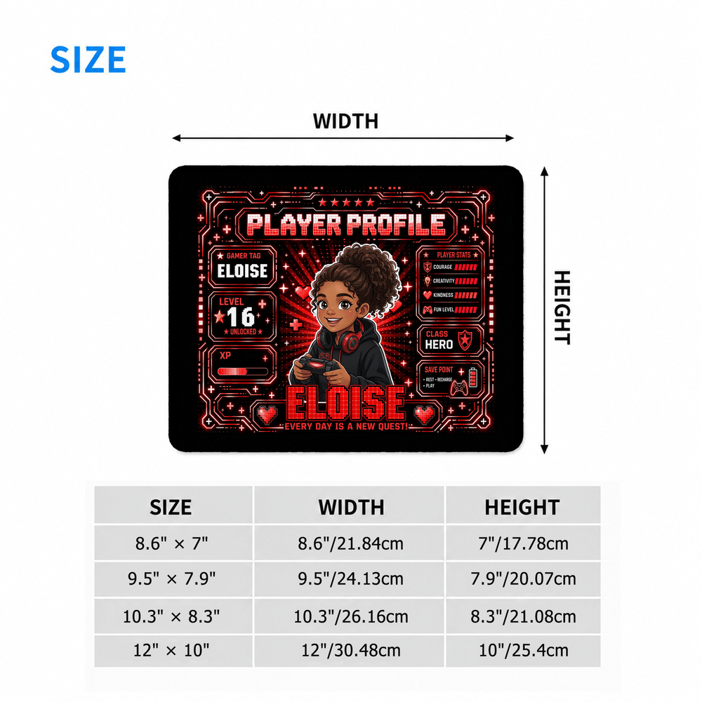Personalised Cartoon Game Character Photo Non-Slip Mouse Pad Desk Mat with Name and Age Daily Use Birthday Graduation Gift for Kids Teenagers Gamers 8