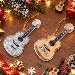 Personalised 3D-Effect Artwork Glittering Guitar Christmas Acrylic Ornament with Name Tree Decor Christmas Gift for Guitar Lovers Guitarists 4