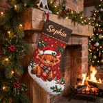 Personalized Christmas Highland Cow Stocking with Name Home Decoration Christmas Gift for Kid Highland Cow Lover 6
