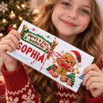 Gepersonaliseerde kerstkaart met cartoonfiguur, kerstmuts, geldvakje en envelop – kerstcadeau voor kinderen en het hele gezin 4