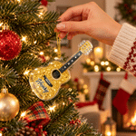 Personalised 3D-Effect Artwork Glittering Guitar Christmas Acrylic Ornament with Name Tree Decor Christmas Gift for Guitar Lovers Guitarists 2