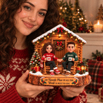 Personalized 3D-Style Art Cartoon Couple Character Layered Wooden Decoration with Names and Year Desk Decor Christmas Gift for Couples Family