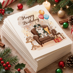 Carte de vœux personnalisée « Joyeux anniversaire » avec gâteau et ballons, photo de votre animal de compagnie, style aquarelle, avec nom et titre – Cadeau d'anniversaire ou de fête pour les amis et la famille 7