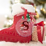 Personalised Christmas Hat Sweater Santa Faux Glitter Initial Ornament with Name and Date Holiday Tree Decor Christmas Party Gift for Family Kids 6