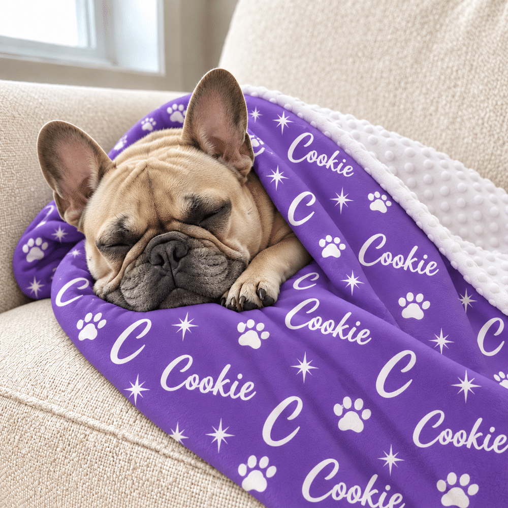 Personalized Word Cloud Star Paw Print Soft Pet Blanket with Initial Name and Number Daily Use Pet Party Birthday Gift for Pet Owners Lovers 3