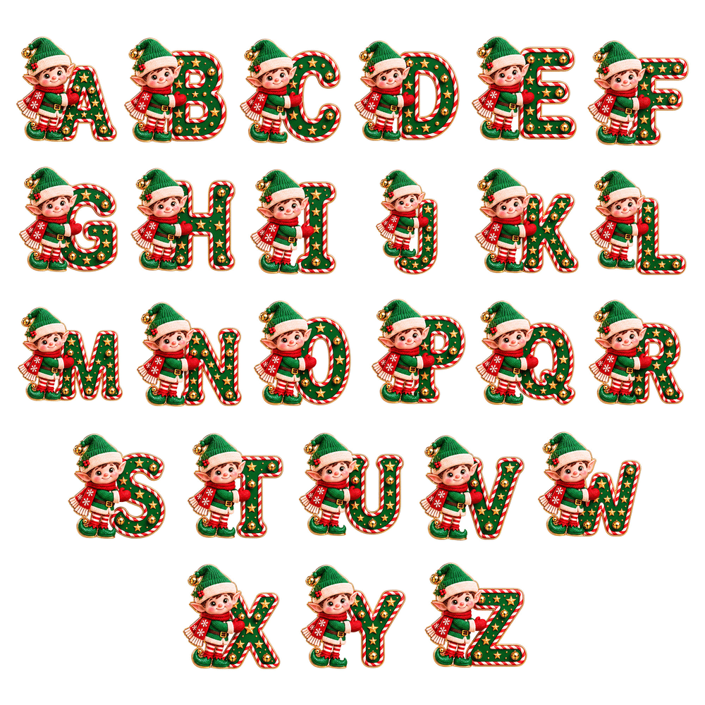 Personalised Cute Santa Claus Snowman Elf Elk Initial Label Waterproof Stickers with Name Gift Decor Christmas Party Gift for Family Friends 11