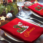 Personalised Christmas Snowman Initial 100% Cotton Napkin with Name Table Decor Christmas Gift for Friends Family 2