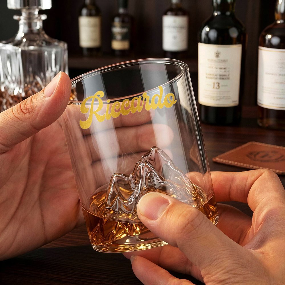 Personalized Snowy Mountain Design Whisky Glass Gift Box Set with Name and Text Birthday Anniversary Christmas Gift for Men 5