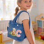 Personalised 3D-Effect Art Multicolour Cute Bear Large Capacity Corduroy Bag with Initial Daily Use Christmas Birthday Gift for Kids Toddlers 8