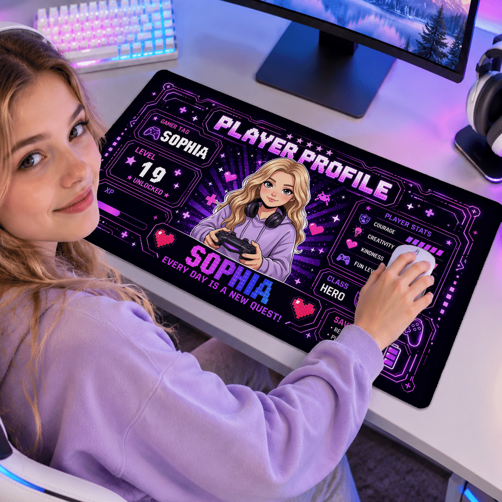 Personalised Cartoon Game Character Photo Non-Slip Mouse Pad Desk Mat with Name and Age Daily Use Birthday Graduation Gift for Kids Teenagers Gamers 4
