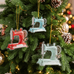 Personalised 3D-Effect Artwork Vintage Sewing Machine Acrylic Ornament Keyring with Name Christmas Gift for Crafters Sewing Lovers 2