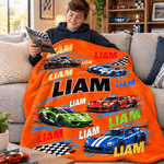 Personalised Dinosaur Lorry Excavator Race Car Soft Throw Blanket with Name Home Decor Birthday Christmas Gift for Boys Dinosaur Lovers 6
