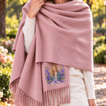 Personalised Semi-Realistic Art Style Photo Birth Flower Soft Warm Tassel Scarf with Name Winter Accessory Christmas Gift for Women Girls 3