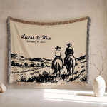 Personalised Vintage Western Wedding Theme Soft Throw Tassel Blanket with Name and Date Anniversary Wedding Party Gift for Couples Newlyweds 4