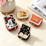 Personalized Birth Flower Cartoon Character Photo Portable PU Leather Mini Jewellery Case with Kiss Lock and Name Daily Use Birthday Gift for Women 3