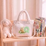 Personalised 3D-Effect Art Multicolour Cute Bear Large Capacity Corduroy Bag with Initial Daily Use Christmas Birthday Gift for Kids Toddlers 3