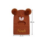 Personalisierte Baby-Sturmhaube mit Bärchenohren & Namenstrick | Schlupfmütze für den Winter | Geburtstags- & Weihnachtsgeschenk für Babys & Kinder
